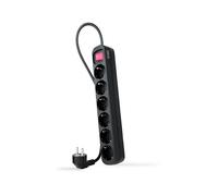 PRESA MULTIPLA NANOCABLE 10.37.0006-BK - 6 prese, cavo 1,4 m, prese Tipo F (CEE 7/4), interruttore acceso/spento