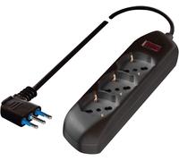 PRESA MULTIPLA NERA CON 3 PRESE BIVALENTI 1,5 M DI CAVO CON INTERRUTTORE