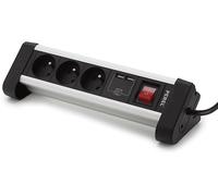 PRESA MULTIPLA PEREL EBP03DSUN1 - 3 prese, 2 USB, cavo 1,4 m, prese tipo E, interruttore on/off