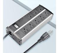 Presa multipla resistente, protezione contro le sovratensioni in metallo da 2500 W, 6 prese, cavo di prolunga da 1,8 m, negozio industriale, garage, metallo, prese multiple