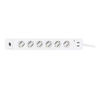 PRESA MULTIPLA REV COMBINI 6 vie - 6 prese, 2 USB, cavo 1.4m, prese Schuko, protezione da sovratensioni