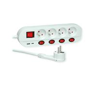 PRESA MULTIPLA ROLINE 19.07.2346 - 4 prese, 2 USB, cavo 1,5 m, prese francesi, interruttore acceso/spento