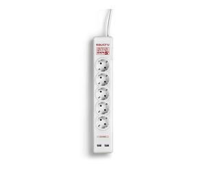 PRESA MULTIPLA SALICRU 680BA000002 - 5 prese, 2 USB, cavo 1,5m, prese tipo F, protezione sovratensioni