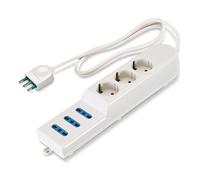 Presa multipla salvaspazio 6 uscite 2P+T 16A 250V bianco con spina S17 cavo 1,5