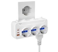 Presa Multipla Salvaspazio,Ciabatta Elettrica Multipresa 6 Posti con Protezione Sovratensione e Interruttore,3 Polivalenti Schuko-Bipasso e 3 Bivalenti Prese IT,Adattatore Tripla,Spina Ita 16A,Bianco