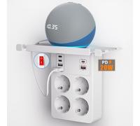 Presa Multipla Salvaspazio con Interruttore, Multipresa Schuko da Parete | Ciabatta Elettrica USB C Ricarica PD20W,4 Prese e 6 USB Caricatore,Adattatore con Supporto Telefono,Ruotabile Spina,Bianco
