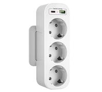 Presa Multipla Salvaspazio con USB C, Adattatore Presa Tripla Elettrica con 3 Prese Schuko, Multipresa da Parete,Ciabatta Elettrica a Muro,Trifasica Doppia USB Moltiplicatore, Spina Tedesca, Bianco