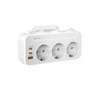 Presa Multipla Salvaspazio,PD20W Adattatore Prese Tripla con USB C,Ciabatta Elettrica 3 Posti,16A EU Spina 3 Schuko con Interruttori Indipendenti,Multipresa da Parete Protezione Sovratensione,Bianco
