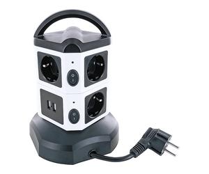 PRESA MULTIPLA SCHWAIGER STDT2718 - 7 prese Schuko, 2 USB C), cavo 1,8m, protezione sovratensioni