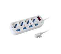 PRESA MULTIPLA TECHLY IUPS-PCP-4I-OP - 4 prese, cavo 1.5m, prese Tipo L, protezione sovratensioni