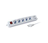 PRESA MULTIPLA TECHLY IUPS-PCP-LC2U - 5 prese, 2 USB, cavo 1,5 m, prese tipo L, protezione da sovratensioni