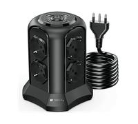 Techly Multipresa da Tavolo a Torretta Salvaspazio 8 Prese Schuko 2 USB-A e 2 US