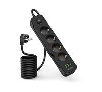 PRESA MULTIPLA TECHPROTECT PCL4X3 - 4 prese, 3 USB, cavo 2m, prese italiane, protezione sovratensioni, interruttore