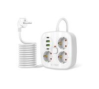 PRESA MULTIPLA TECHPROTECT PCS3X4 - 3 prese, 4 USB, cavo 2m, prese italiane, protezione sovratensioni, interruttore