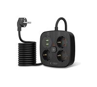 PRESA MULTIPLA TECHPROTECT PCS3X4 - 3 prese, 4 USB, cavo 2m, prese italiane, protezione sovratensioni, interruttore