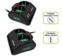 TECNOWARE MULTIPRESA POWER CLEANER 4: INGRESSO ITALIA - 2 USCITE ITALIA/SCHUKO - 2 USCITE ITALIA 10/16A - PORTE USB - TOGETHER O