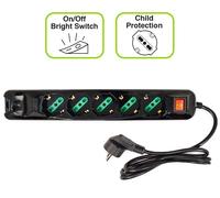 Presa Multipla Tecnoware 5 Schuko 1*Usb-A 1*Usb-C Interruttore Nera