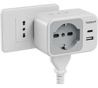 Presa Multipla TESSAN 5 in 1 Schuko IT con USB-C 15W e USB-A 2.4A Salvaspazio