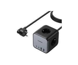 PRESA MULTIPLA UGREEN CD268 - 3 prese, 3 USB, cavo 1,8m, prese UE, protezione sovratensioni, interruttore on/off