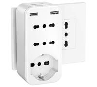 LENCENT Presa Multipla USB, Presa Salvaspazio Con 16A, Spina Italiana, Adattator