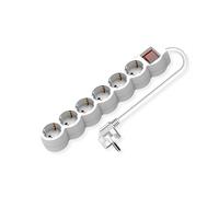 VALUE Ciabatta elettrica a 6 prese con interruttore, prese rotonde, bianco, 3 m