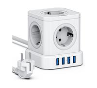PRESA MULTIPLA VOOMY Power Cube S5 - 5 prese, 4 USB, cavo 2m, prese italiane, protezione sovratensioni