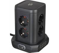 Presa multipresa a torre nero 8 vie caricatore usb cavo 2 mt interruttore on off