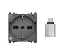 Presa schuko P40 Urmet Simon Nea 250V con USB 5V 3A Antracite 10312/2