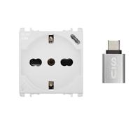 Presa P40+USB-C Urmet Nea 2 moduli max 3A bianco - 10312/2.B