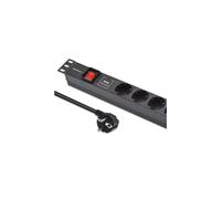 Ciabatta multipresa in alluminio Qoltec per rack da 19'' | 1U | 16A | 6xSCHUKO |