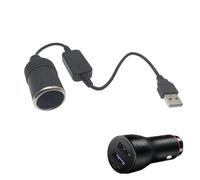 Presa per accendino USB, adattatore per auto USB, convertitore femminile, presa accendisigari per auto, presa convertitore da 5 V 12 V, spina controller cablato, adattatore per accendino auto