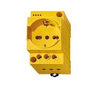 Presa elettrica da quadro Schuko + Bipasso Italiana - Colore Giallo. Con LED di presenza tensione nella presa.