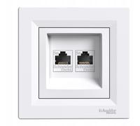 Asfora - ISDN de lata Cat5e 2 x RJ45, presa, completo, Schneider Electric, Bianco, nuovo