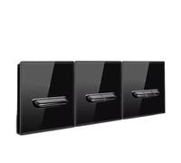Presa per interruttore in vetro temperato, standard europeo britannico francese, con indicatore luminoso, 1 2 3 4 prese per pannello a parete con reset automatico(2Gang 2UN, Black)