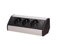 ORNO GM-9001/B-G Presa Angolare 3x Shuko 3680W Montaggio a 45° Su Superficie Per Cucina, Ufficio e Piano Di Lavoro (Tipo francese)