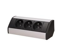 Presa per mobili 3x2P+Z, nero-argento, OR-GM-9001/B-G