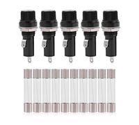 Presa per Portafusibile, 5 pezzi Morsettiera Elettrica Montaggio a Pannello Portafusibile a Saldare Portafusibile per 6 * 30 Fusibili Vetro AC 125 V 15 A / 250 V 10 A