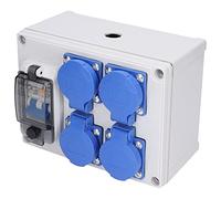 Presa, Presa a muro tedesca a 4 posizioni con interruttore automatico 230V 40A 1P+N, presa di corrente impermeabile IP54 for interni ed esterni