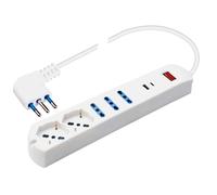 Presa quintupla con interruttore di sicurezza e USB bianco Bianco