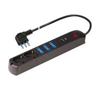 Presa quintupla con interruttore di sicurezza e USB nero Nero