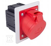 Presa rossa inclinata 32A 5P 425-6PKR con scatola e cornice
