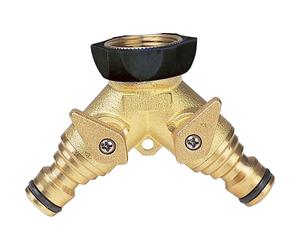 Presa rubinetto G.F. doppia uscita filetto 3/4" - (OTTONE/GOMMA)
