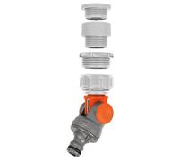 Gardena Conector articulado para grifos con rosca de 33,3 mm (1”), de 26,5 mm (3/4”), de 23 mm (5/8") e de 21 mm (1/2”). Blister a Todo Color