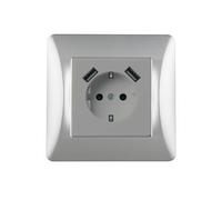 Presa S-EMPOT. TITANIO, elegante e funzionale, include 2 porte USB per ricaricare i tuoi dispositivi in modo rapido e sicuro. Ideale per qualsiasi spazio moderno.