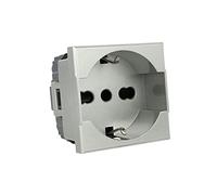 Presa Schuko 2P+T 16A compatibile Con Axolute per supporti e Moduli da incasso Nero Grigio/Silver Bianco | Compatibile con BTicino Axolute | Incasso (Silver cod.1400T)
