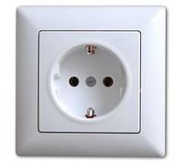Presa Schuko a incasso certificata VDE con pratico sistema a morsettiera, collegamento cavo senza viti, colore bianco