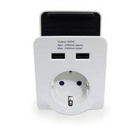 Presa Schuko con 2 Porte USB 2,4A e Supporto Smartphone da Parete