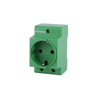 Presa Schuko con guida DIN da 35 mm, IP20, montaggio facile per prese di distribuzione (verde)