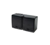 Presa Schuko doppia ermetica, nera BETA D.3713SCGG/1