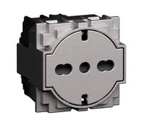 Presa Schuko flat Bticino Living Now P40 10/16A 2P+T steel KS4140A16F